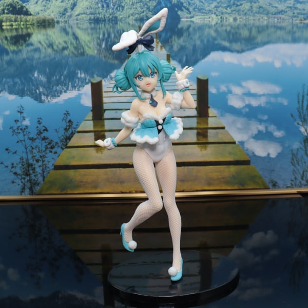 Hatsune Miku Modell Anime Figurine Samlarföremål Söt bilinteriör Tårta Toppdekor För Fans 29cm White