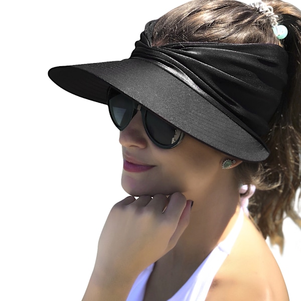Sommer Solhatt for Kvinner, Sammenleggbar Storbremmet Solskjermhatt, UV-beskyttelse Strandhatt Camel