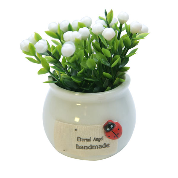 1 st Konstgjorda minikrukväxter Heminredning Lucky Fruit Bonsai Krukblommor Rice Cracker White
