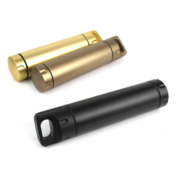 Bärbar vattentät kapsel tätningsflaska aluminiumlegering utomhus överlevnad pillerlåda multifunktionell behållare Gold