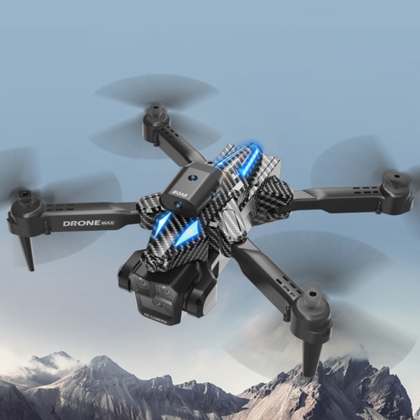 3-lins flygdrönare med fjärrkontroller Optiska flöden Positionerande Quadcopters Present till vänner Familj Black 8K 3B