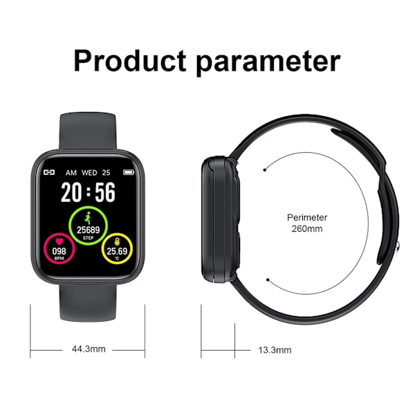 2 i 1 smarta klockor med trådlöst Bluetooth-kompatibelt headset Puls sömnmätare Black