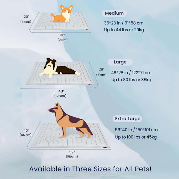 Hundekølemåtte Opgraderet Kølepude til Kæledyr til Hunde Katte Bærbar Hundekøleseng til Sommer Skridsikker Vaskbar M