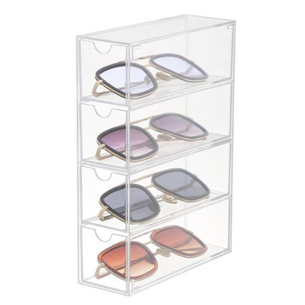 Akryl Material Glasögon Förvaringslåda Superposable Transparent Case för sovrum Four Layer