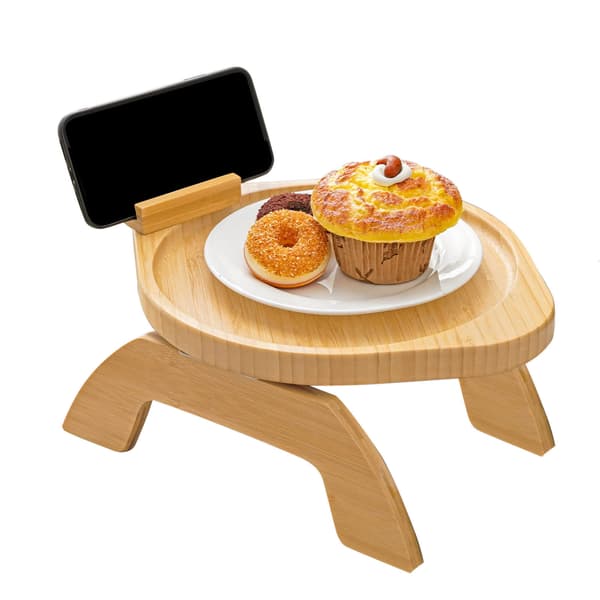 Träarmstöd Clips-On Bordssoffa Organizer bricka för kaffesnacks Elektronik Picture Section