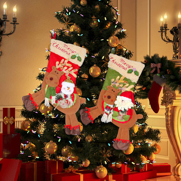 Stora julstrumpor Älgform dekorativa strumpor Julgranshänge Xmas Heminredning A