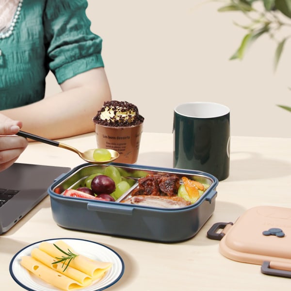 Dubbellagers Bento-låda med skiljevägg Bärbar matlåda i mikrovågsugn för studenter och kontorsanställda Rice Yellow Pp Lunch Box