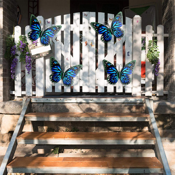 Väggdekoration Fjärilsdekorationer Smidesjärn Vägghängande hantverk Dekor för hemträdgård sovrum Blue