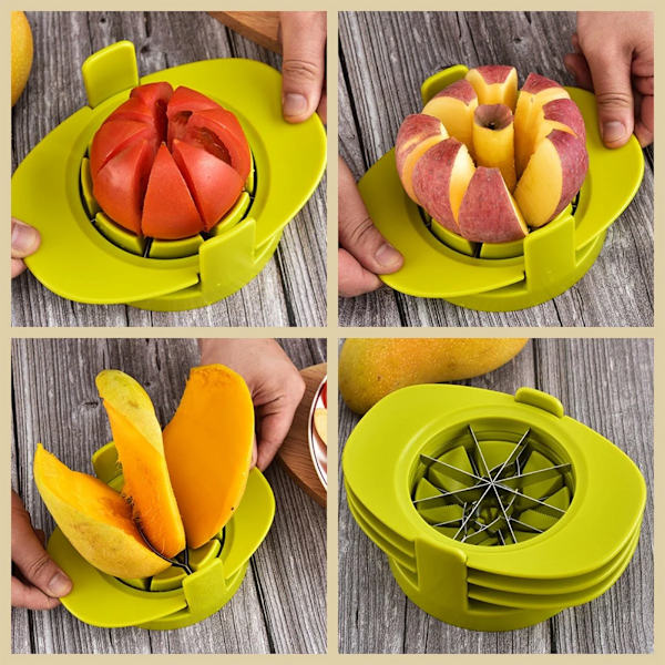 Frukt och grönsaksskärare Bärbar 3 i 1 Precisions-Frukt Skärare Multifunktion Rostfritt Stål Frukt Skärare Gradient Green