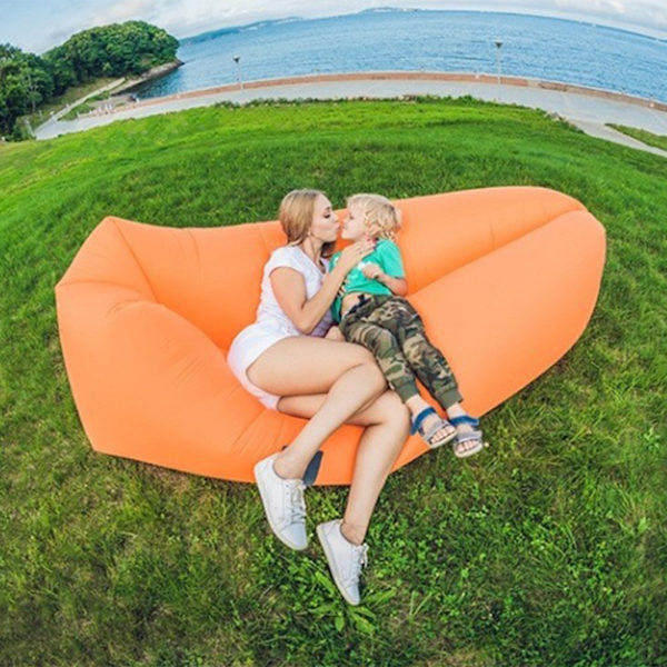 Utomhus Airs uppblåsbar soffa väska bekväm stödjande uppblåst soffa för strandresor Blue