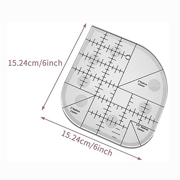 Böjd hörn Cutter Linjal Akryl DIY Crafts Patchwork sömnadsmall A