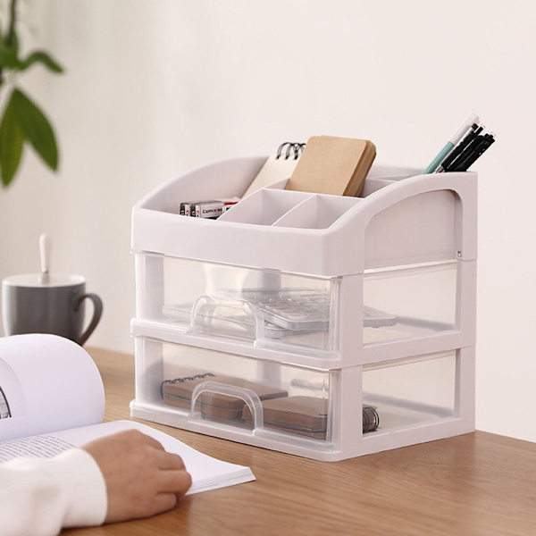 Flerlagerslåda för förvaringslåda Dammtät smycken smink organizer Klar skrivbordslåda för DIY-verktyg Brevpapper 2