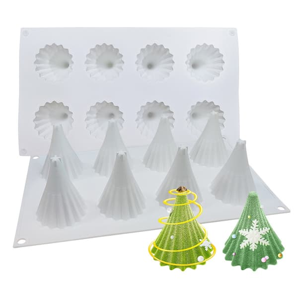 DIY Julkaka Silikon Stencil Endelad Julgransmousse Göra Julbakning Silikonstenciler Mallar 8 Even Cone Christmas Tree DG-123