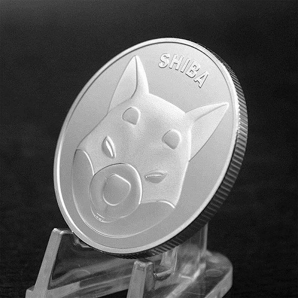 Shib Token Mynt Med Case Metall Shiba Inu Minnesmynt Guld/Silverpläterade Mynt Souvenir För Samlare Gold