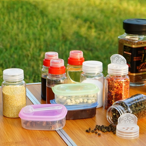 10 st/ set kryddflaska bärbar BBQ kryddsåsbehållare set med förvaringsväska för utomhuscamping reser picknick