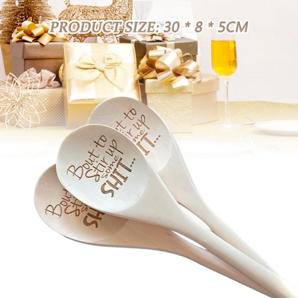 Roliga träskedar till jul Hög värmebeständig röra sked Strumpa Stuffers present Christmas Spoon