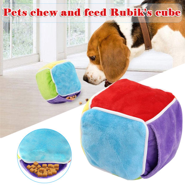 Husdjur Plyschleksaker Rubiks kubformade leksaker för hundar Matning Bitande Interaktiv leksak