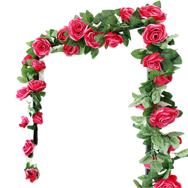 Simulerad Rose Vine Green Leaf Garland Hängande prydnad Lämplig för bröllopsfest Trädgårdsdekoration Red
