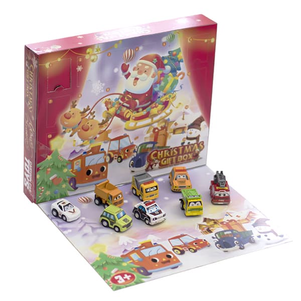 Jul adventskalenderlåda Julnedräkningskalender Billeksak Presentask för barn Barn Pull Back Car