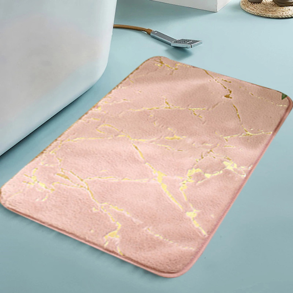 Marmor Badmatta Halkfri Modern Tvättbar Golvmatta Badrumsinredning För Dörrmattor Badkar Dusch Pink