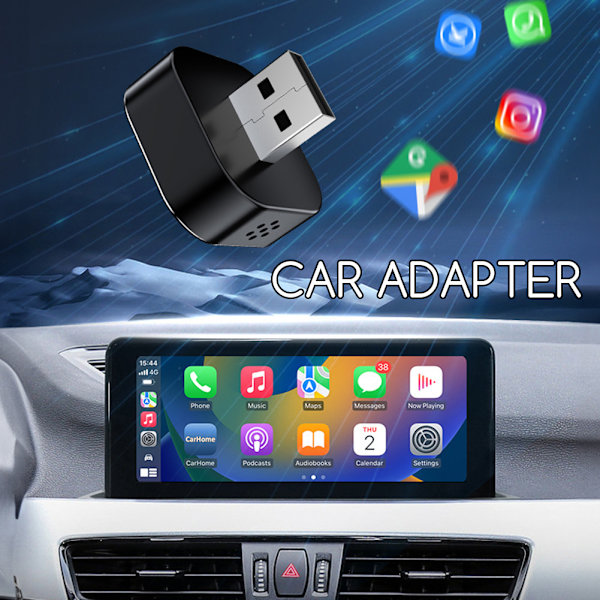 Trådlös CarPlay & Android Auto Adapter – 2-i-1 Trådlös Adapter för iPhone & Android – Snabb & Stabil Anslutning för Sömlös Bilintegration A