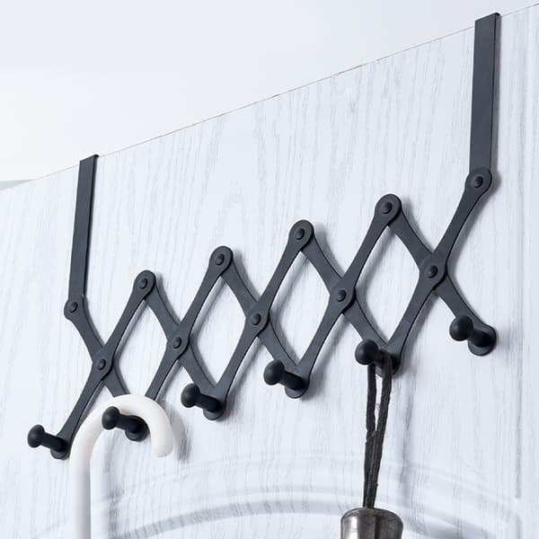 Infällbara dörrkrokar Rostfritt stål hängkrok Multifunktionsförvaringsställ för hembadrum sovrum Black 4 Hooks