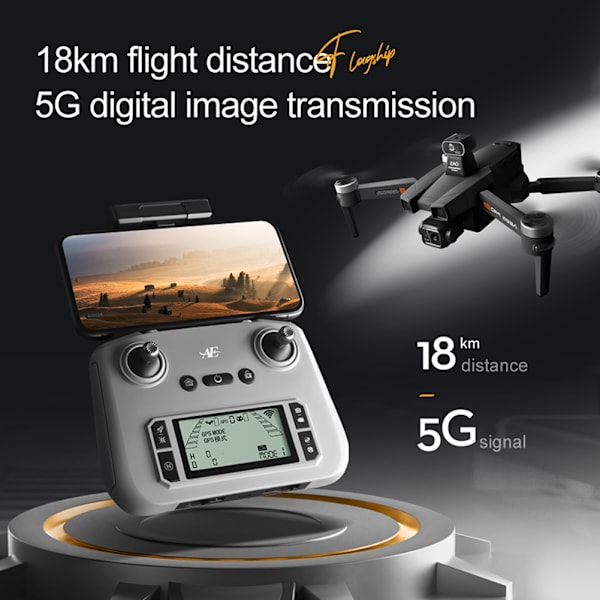 Mini Borstlös Positionering Flygande Drönare Extra Lång Uthållighet Quadcopters Leksaker Nyhet Födelsedagar Present Grey 8K 1B