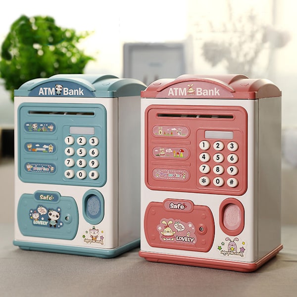 Simulering Fingeravtryck Lösenord Piggys Bank Snygg lättviktsmyntbank för myntsnacks Pengar Blue