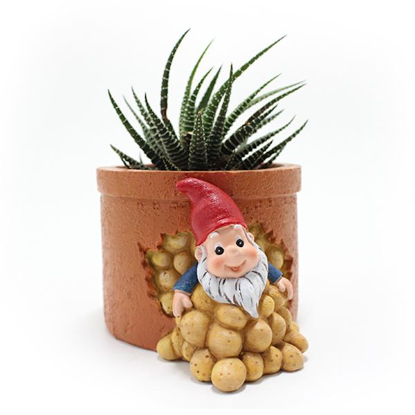 Söt Gnome Harts Blomkruka Figurine Trädgårdstomtar Prydnader Gård Balkong Vaser För Hemmakontoret Dwarf Potatoes