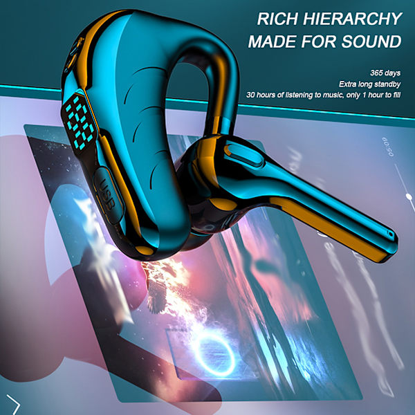 Business Bluetooth-kompatibelt headset Brusreducering Bärbar hörlur för hemmagym Blue