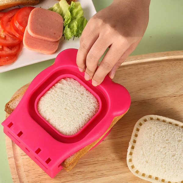 Smörgåsformar Molds och förseglare med fyrkantiga hushållssmörgåsar Bröddekor för gör-det-själv-barn Lunchlåda Rose Red