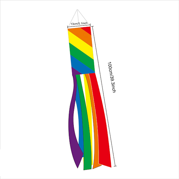 Rainbow Windsock Flagga Utomhus innergård Screentryck Flagga Hållbar och intressant utomhusdekoration Oblique Clause
