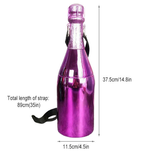 Champagne Spargris Multifunktionell vinflaska formad penninglåda förvaringslåda Kreativ prydnad med axelrem Red