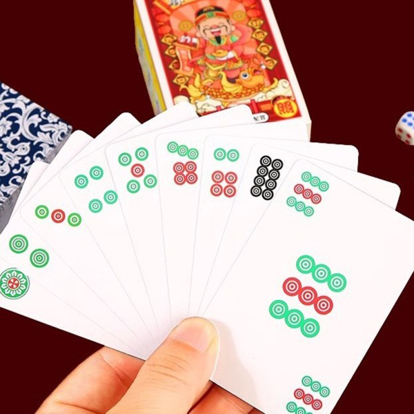 Bärbar Mahjong papperskortleksak Intressant pusselbrädspel för familjesammankomster 2 Sets