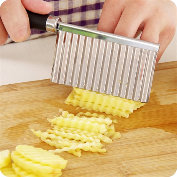 Rostfritt stål vågskärare manuell potatislök Crinkle Slicer för kök Random