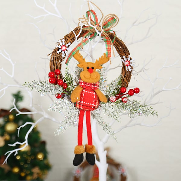 Konstgjord julkrans Färgglad vacker väggfönsterdörrkrans för ytterdörrsfestdekor Snowman L