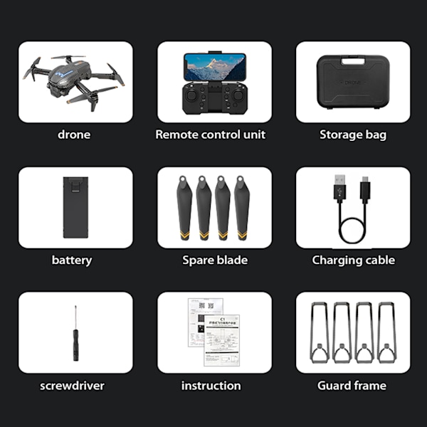 Vikbar trippellins kamera-drönare Optical Flows Positionering Quadcopters för nybörjare Grey 1 battery