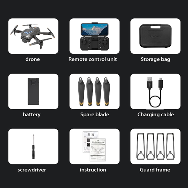 Vikbar trippellins kamera-drönare Optical Flows Positionering Quadcopters för nybörjare Grey 2 battery