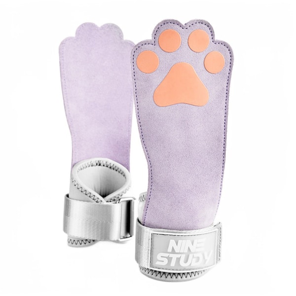 Hundtassformad marklyftsrem Professionellt halkfritt grepp Handledsband Fitness Palmskydd för kvinnor Purple