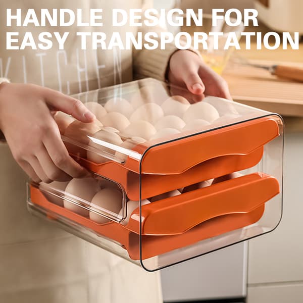 Double Layer Egg Crisper Förvaringslåda Universal platsbesparande äggbricka för köksskåp Grey