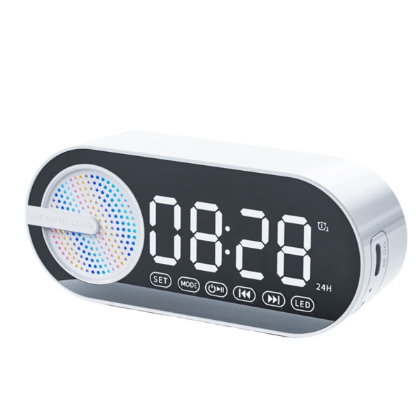 Bluetooth kompatibel AI-klocka Färgglad LED Digital Dispaly-klockalarm för sovrum White