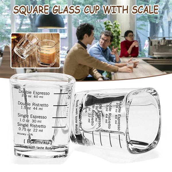 60ml glas fyrkantig kopp uns kopp med våg bakning mått kopp för hem kök 60ml Graduated Square Cup