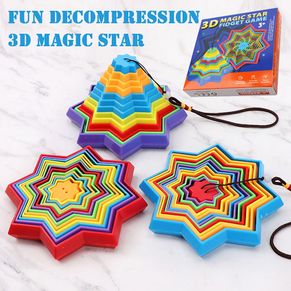 3D Magic-Star-leksak för barn Relief Stress Magic-Vision Bytande leksak för sovrum Multicolour