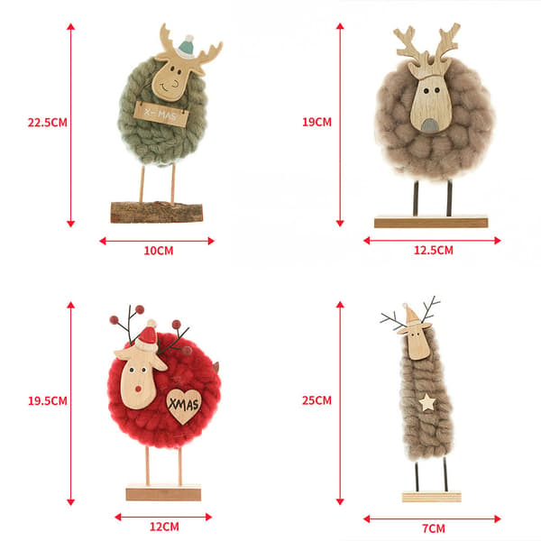 Söt fårfiltprydnad av jul Utsökt bärbart bordshantverk för sovrum Red Four Legged Elk