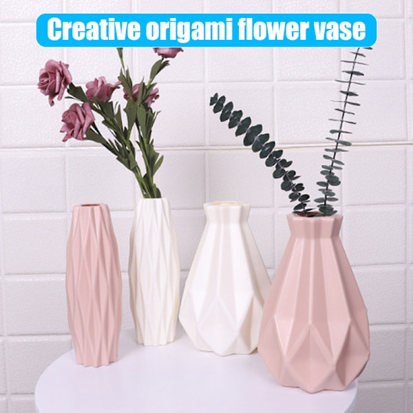 Modernt papper vikning stil plast blomvaser dekoration för hem sovrum White B