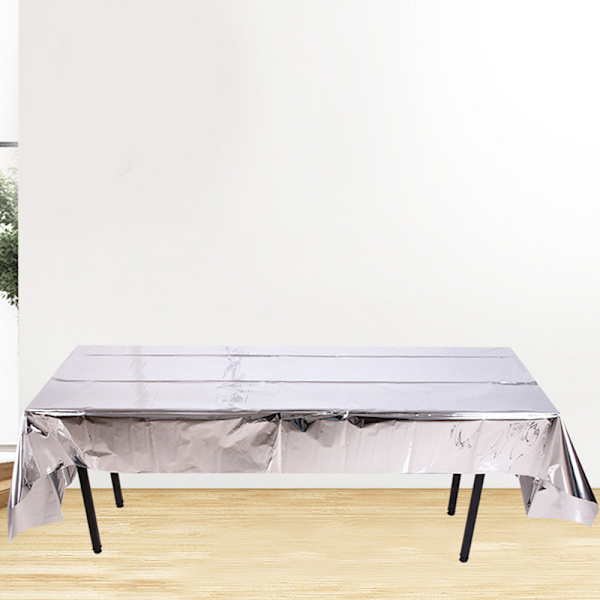 Aluminiumfolie blank vattentät duk Tvättfri rektangelduk för semester Bröllopsfester Inredning Silver