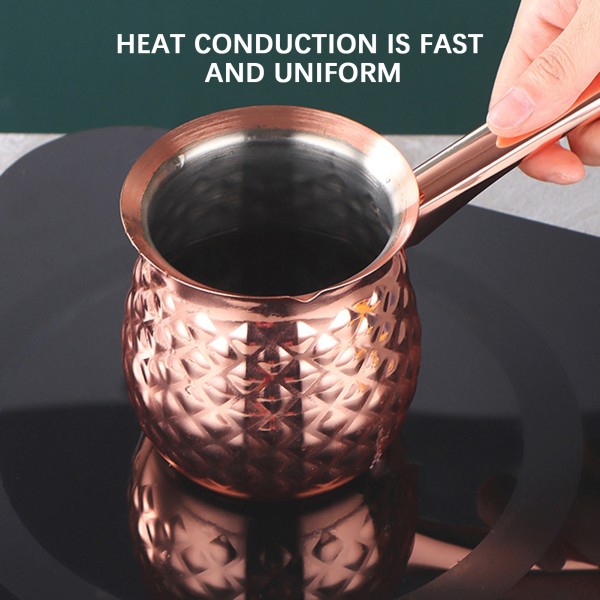 Turkiskt kaffekaraff i rostfritt stål med långa handtagssmör Kaffemjölkvärmare för smältning av chokladsmör Silver 200Ml