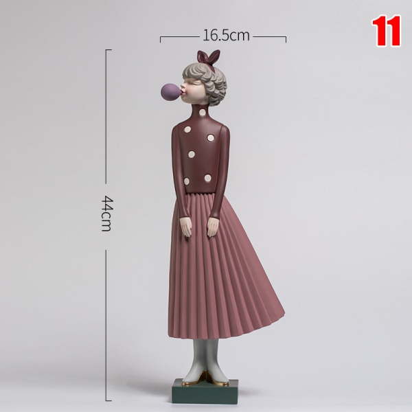Modem-Girl Resin Konst Staty Fairy Mode Stil Skulpturer Skrivbordsdekorationer Heminredning Bordsfigurer A Slim Purple Skirt