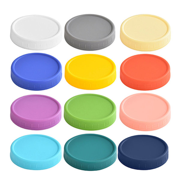 12 st Färgade Plastburkslock 86mm/70mm Flerfunktions Återanvändbara Konserveringsburkslock För Kök 70mm