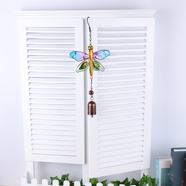 Fjäril/kolibri/trollslända vindspel Trädgård Metallmålat glas hängande prydnad för utomhusdekorationer inomhus Butterfly